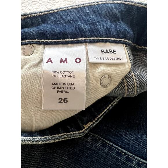 Amo "Babe" Jeans in Dive Bar Destroy wash Size 26 Women's Colorblock - Picture 5 of 10